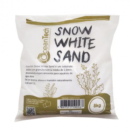 Substrato Inerte Areia Snow White Sand Ocean Tech  8Kg